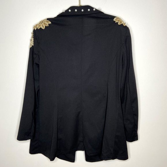 Shein Black Faux Pearl Embellished Gold Embroidered Jacket Size 4XL - Picture 9 of 13